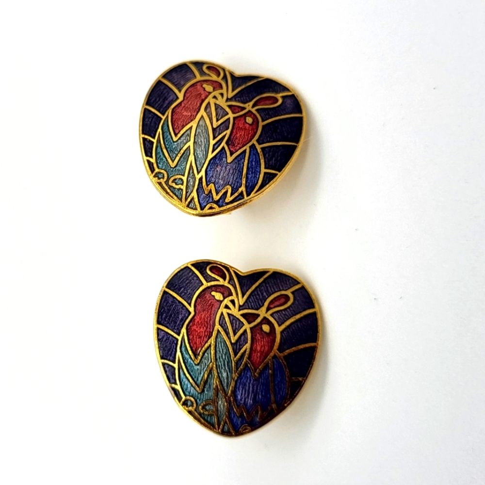 Clip on love birds earring set